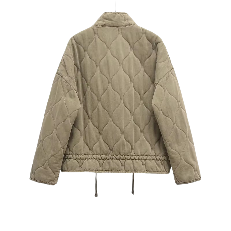 Brookmonts Women's Quilted Cotton Jacket – High Collar Zip-Up Winter Coat