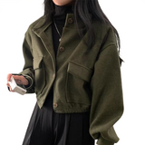 Brookmonts Women’s Wool Blend Jacket – Loose Fit Stand Collar Coat