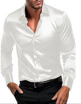 Brookmonts Men’s Satin Dress Shirt – Slim Fit Long Sleeve Party Shirt