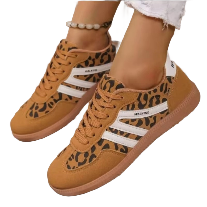 Brookmonts Women’s Casual Sneakers – Lace-Up Mixed Colour PU Leather Shoes