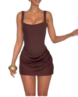 Brookmonts Women’s Halter Dress – Slim Fit Sleeveless Pleated Party Dress