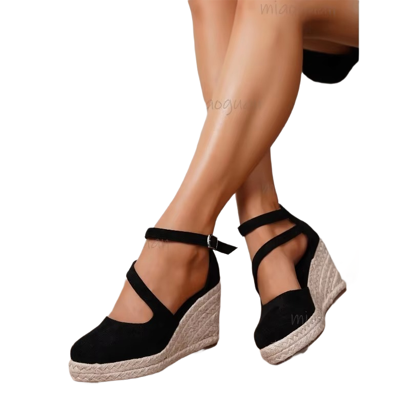 Brookmonts Women’s Wedge Sandals – Espadrille Platform Buckle Summer Shoes
