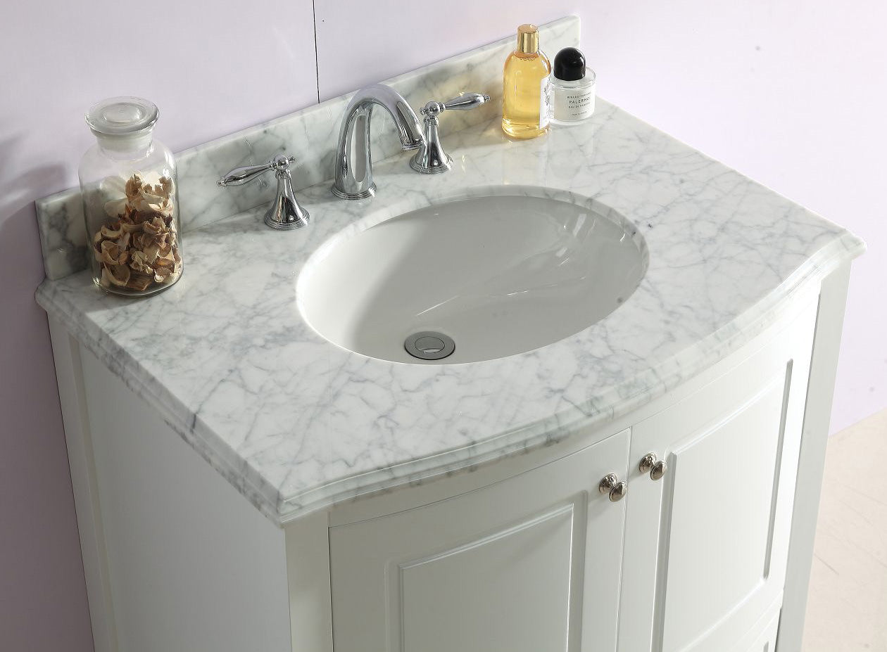 Laviva -Estella 32" White Bathroom Vanity with White Carrara Marble Countertop