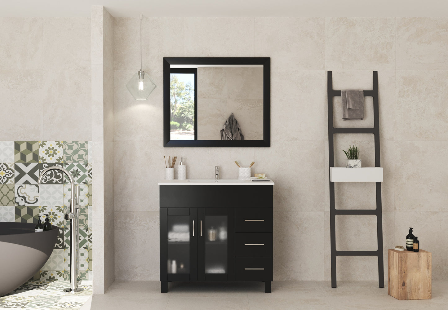 Laviva - Nova 36" Espresso Bathroom Vanity with White Ceramic Basin Countertop