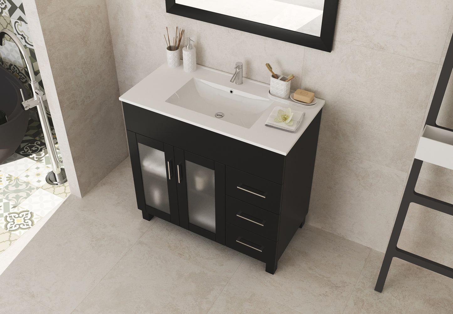 Laviva - Nova 36" Espresso Bathroom Vanity with White Ceramic Basin Countertop