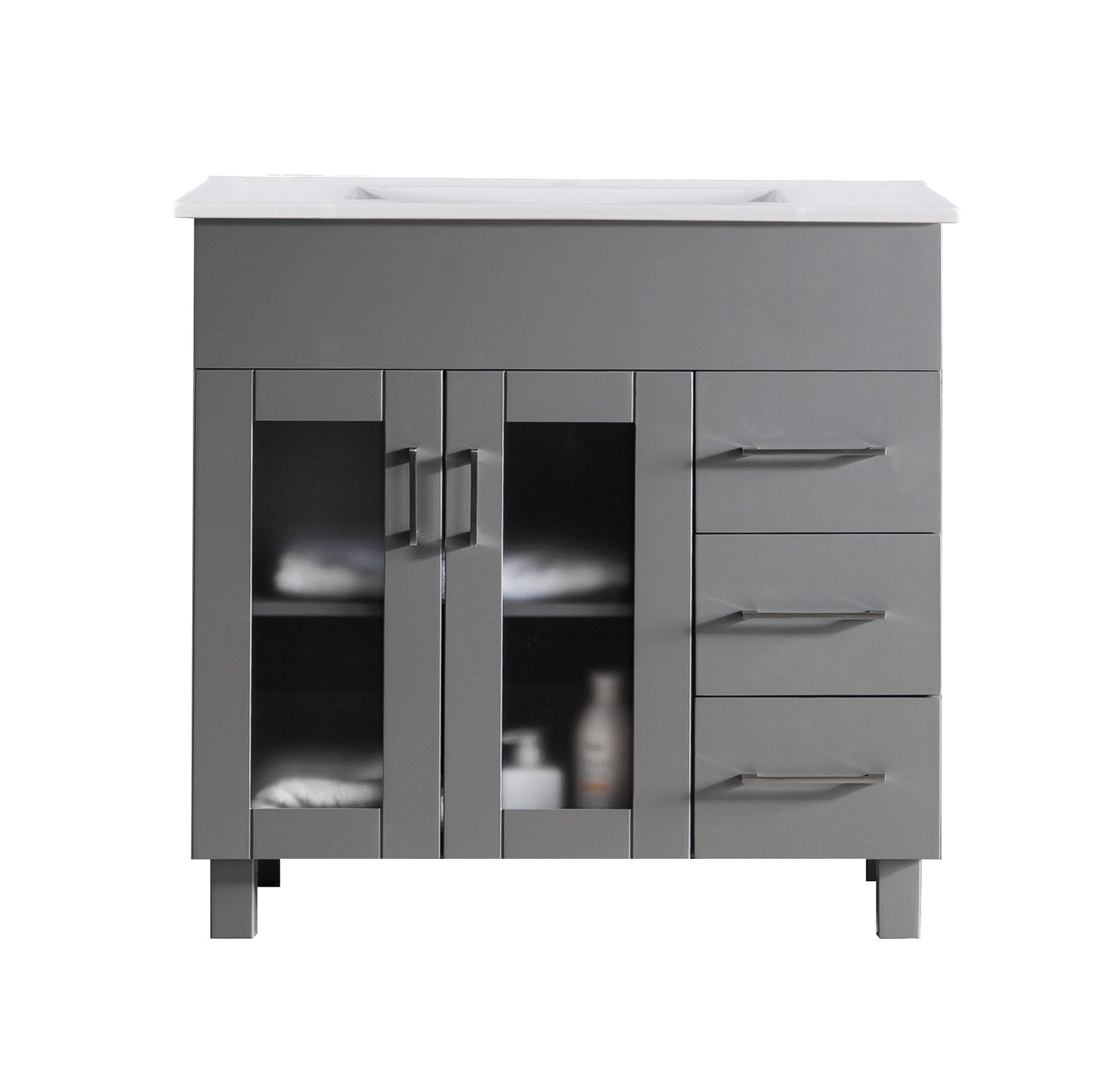 Laviva - Nova 36" Grey Bathroom Vanity with White Ceramic Basin Countertop