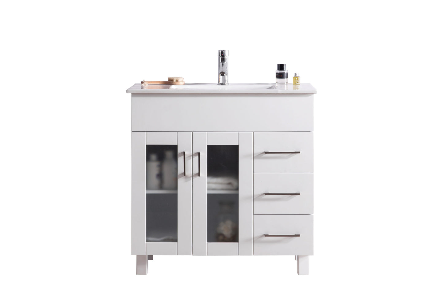 Laviva - Nova 36" White Bathroom Vanity with White Ceramic Basin Countertop