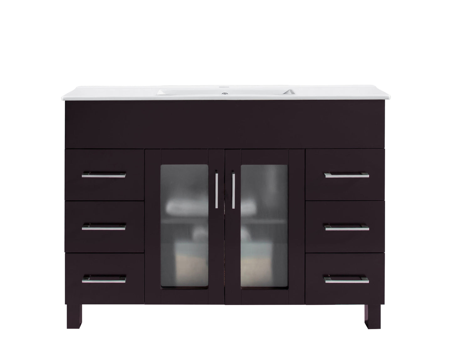 Laviva - Nova 48" Brown Bathroom Vanity with White Ceramic Basin Countertop
