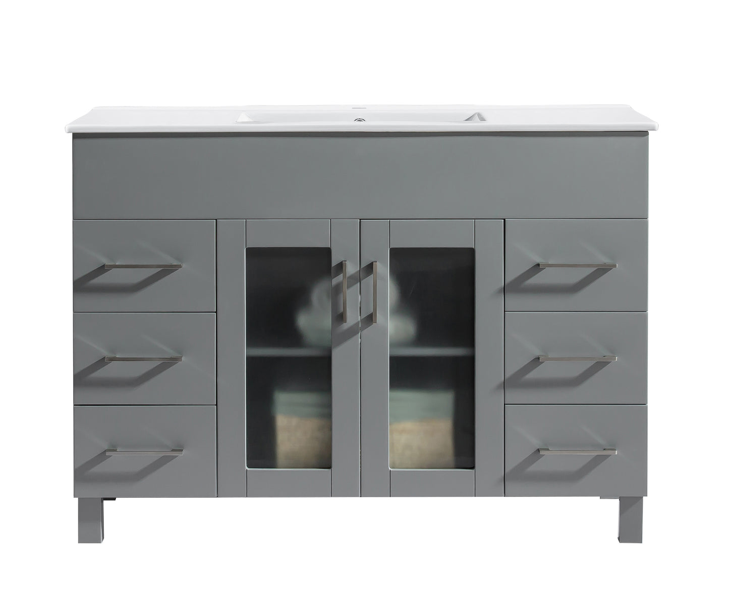 Laviva - Nova 48" Grey Bathroom Vanity with White Ceramic Basin Countertop