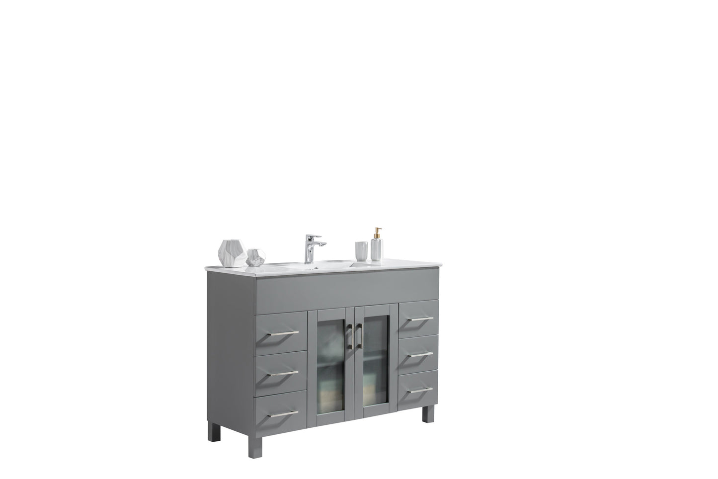 Laviva - Nova 48" Grey Bathroom Vanity with White Ceramic Basin Countertop