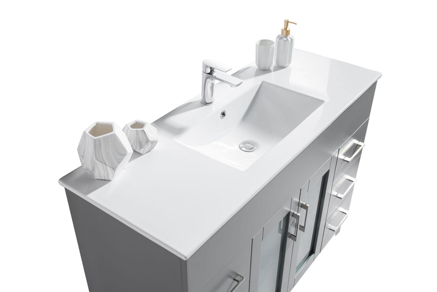 Laviva - Nova 48" Grey Bathroom Vanity with White Ceramic Basin Countertop