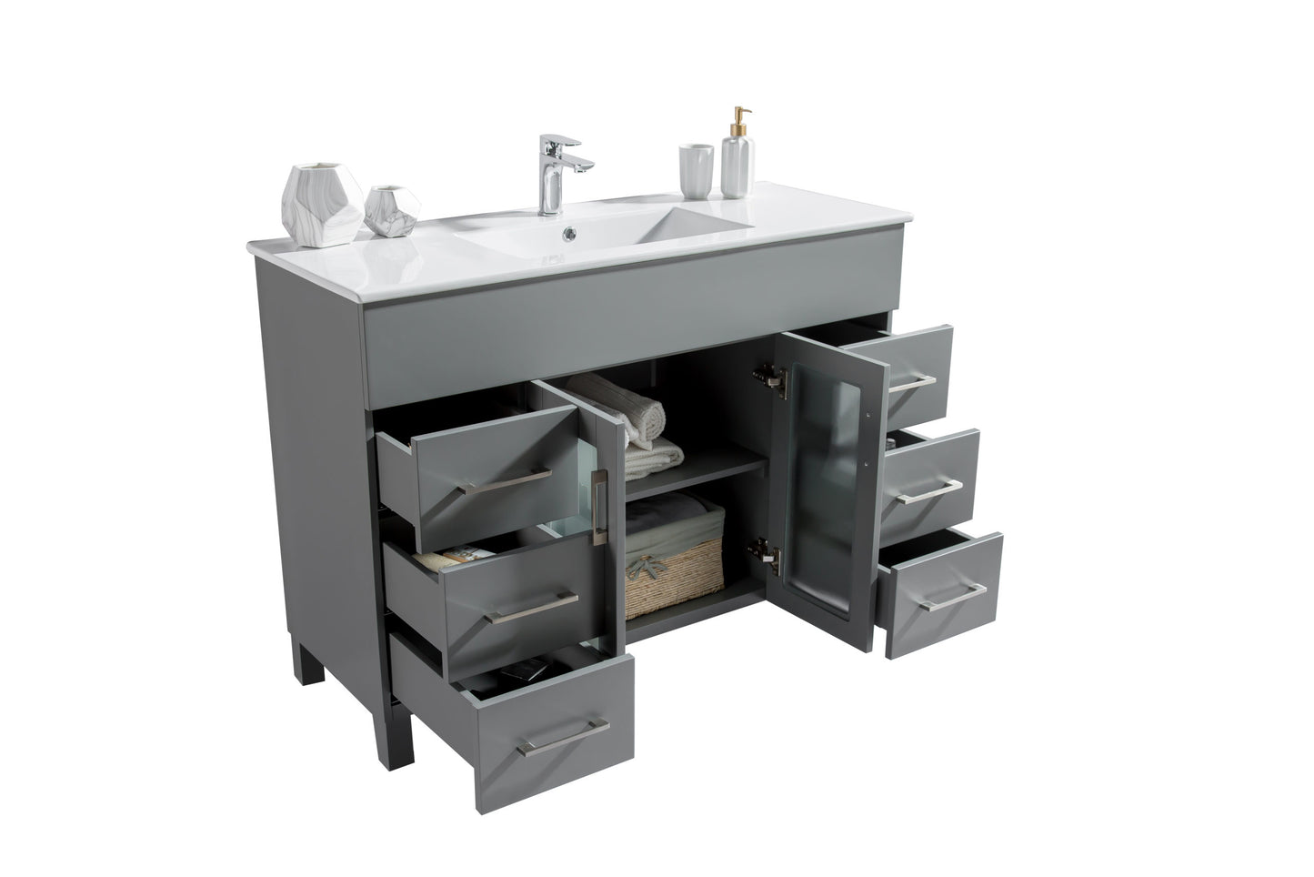 Laviva - Nova 48" Grey Bathroom Vanity with White Ceramic Basin Countertop
