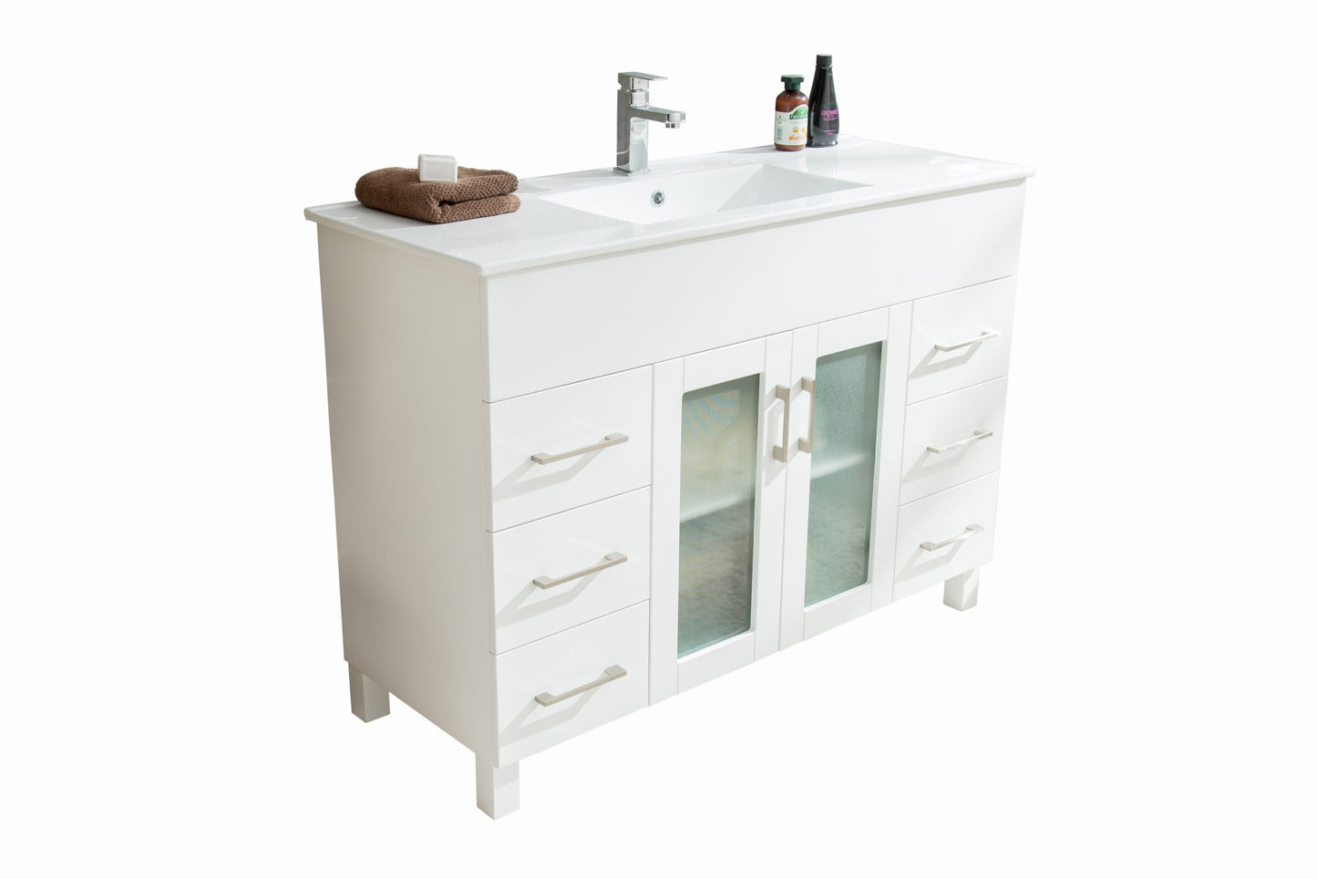 Laviva - Nova 48" White Bathroom Vanity with White Ceramic Basin Countertop