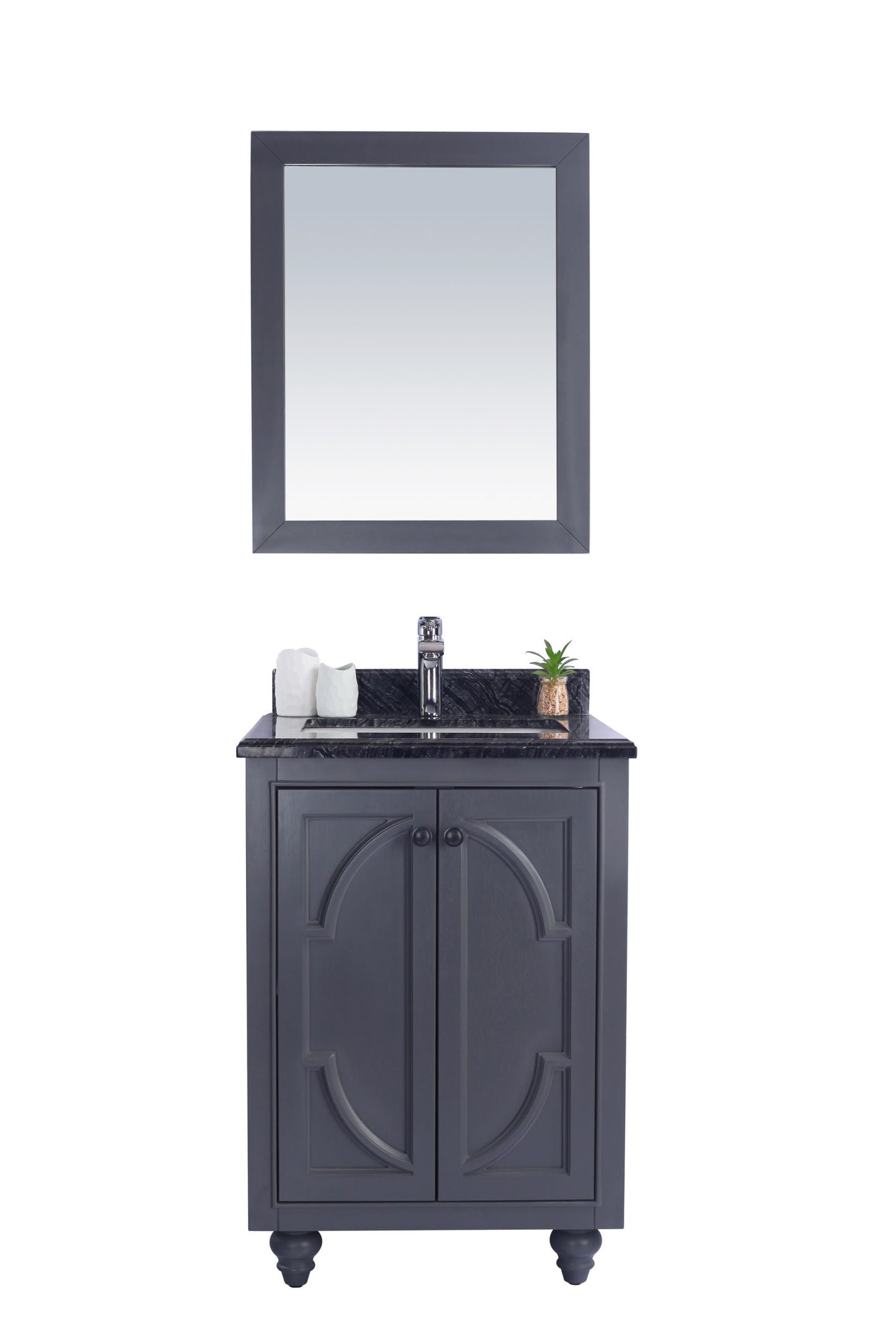 Laviva - Odyssey 24" Maple Grey Bathroom Vanity with Black Wood Marble Countertop