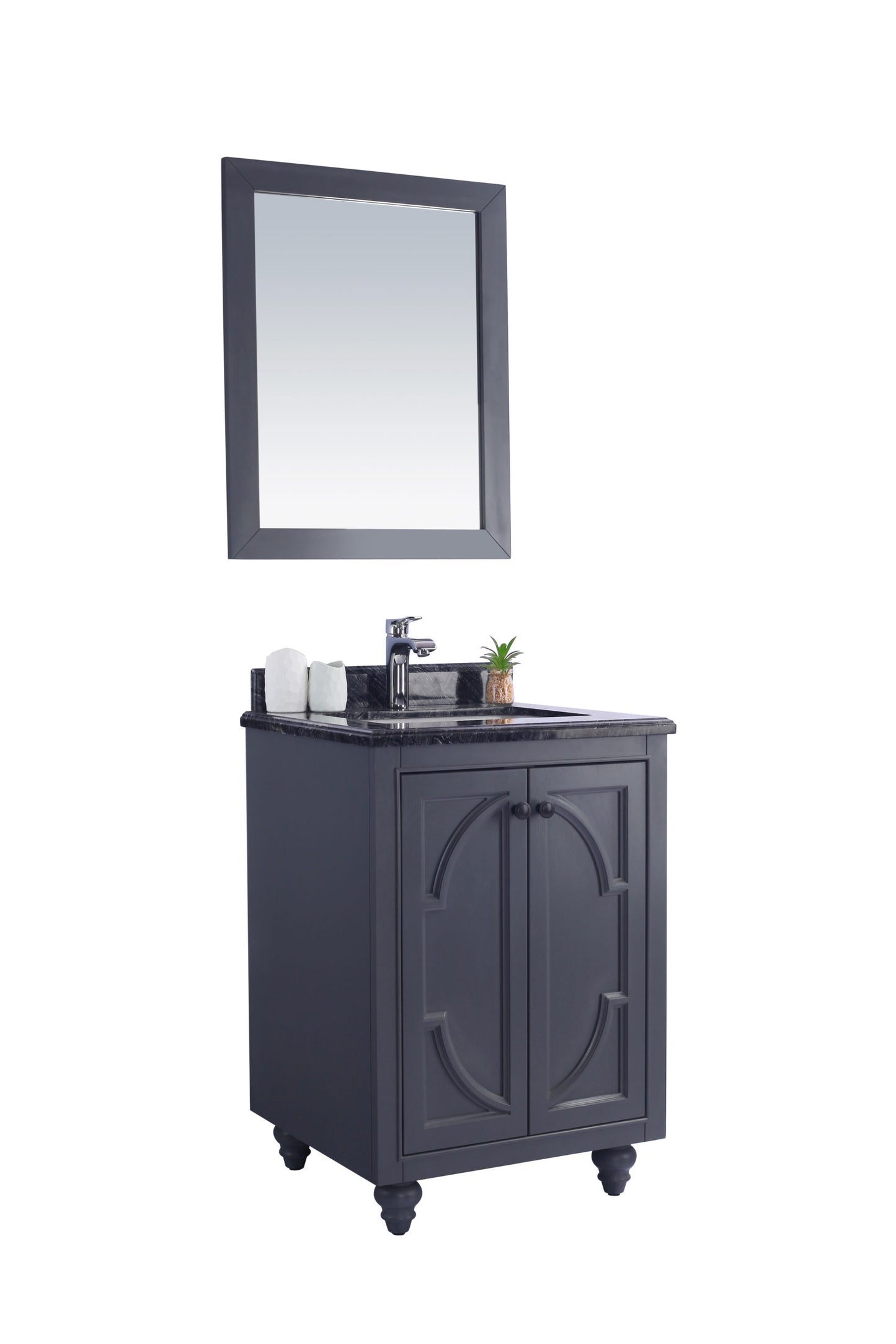Laviva - Odyssey 24" Maple Grey Bathroom Vanity with Black Wood Marble Countertop