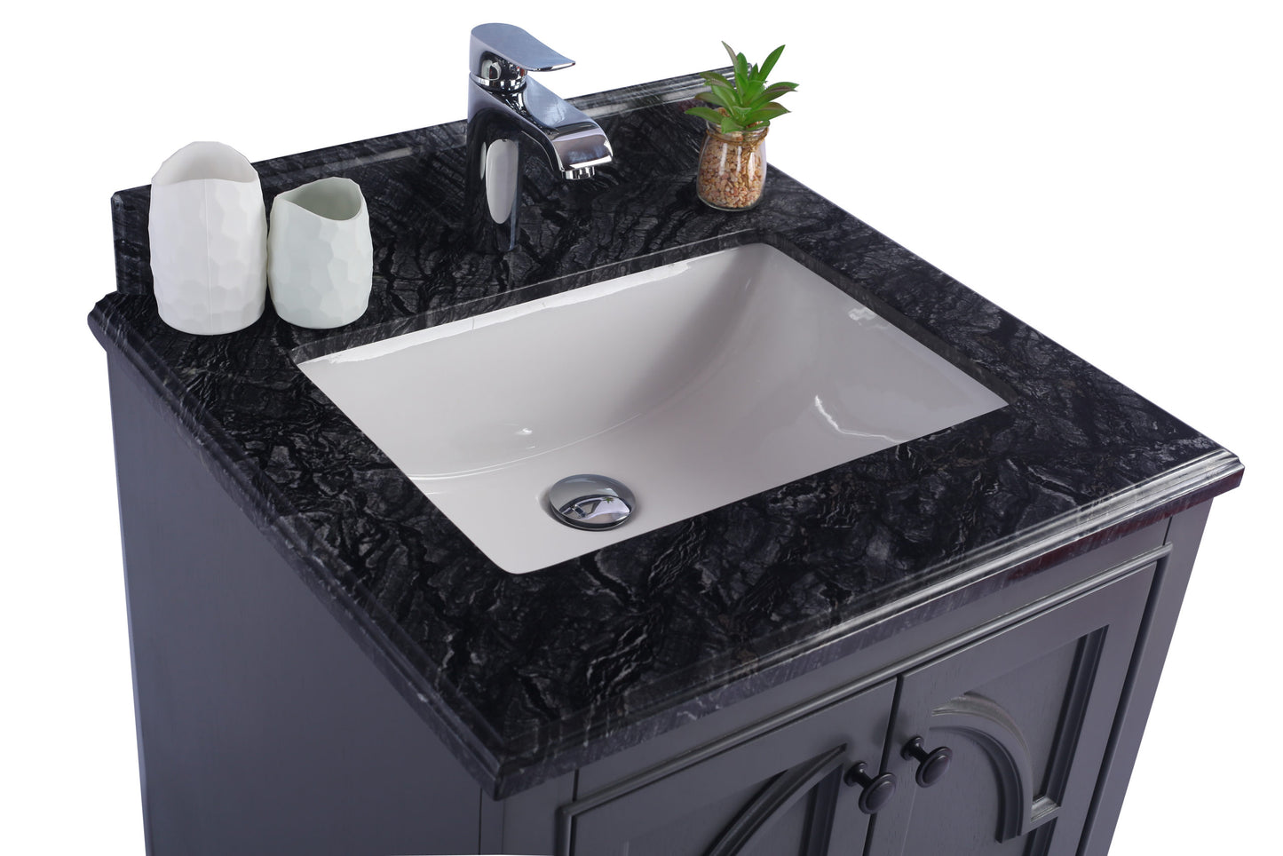 Laviva - Odyssey 24" Maple Grey Bathroom Vanity with Black Wood Marble Countertop