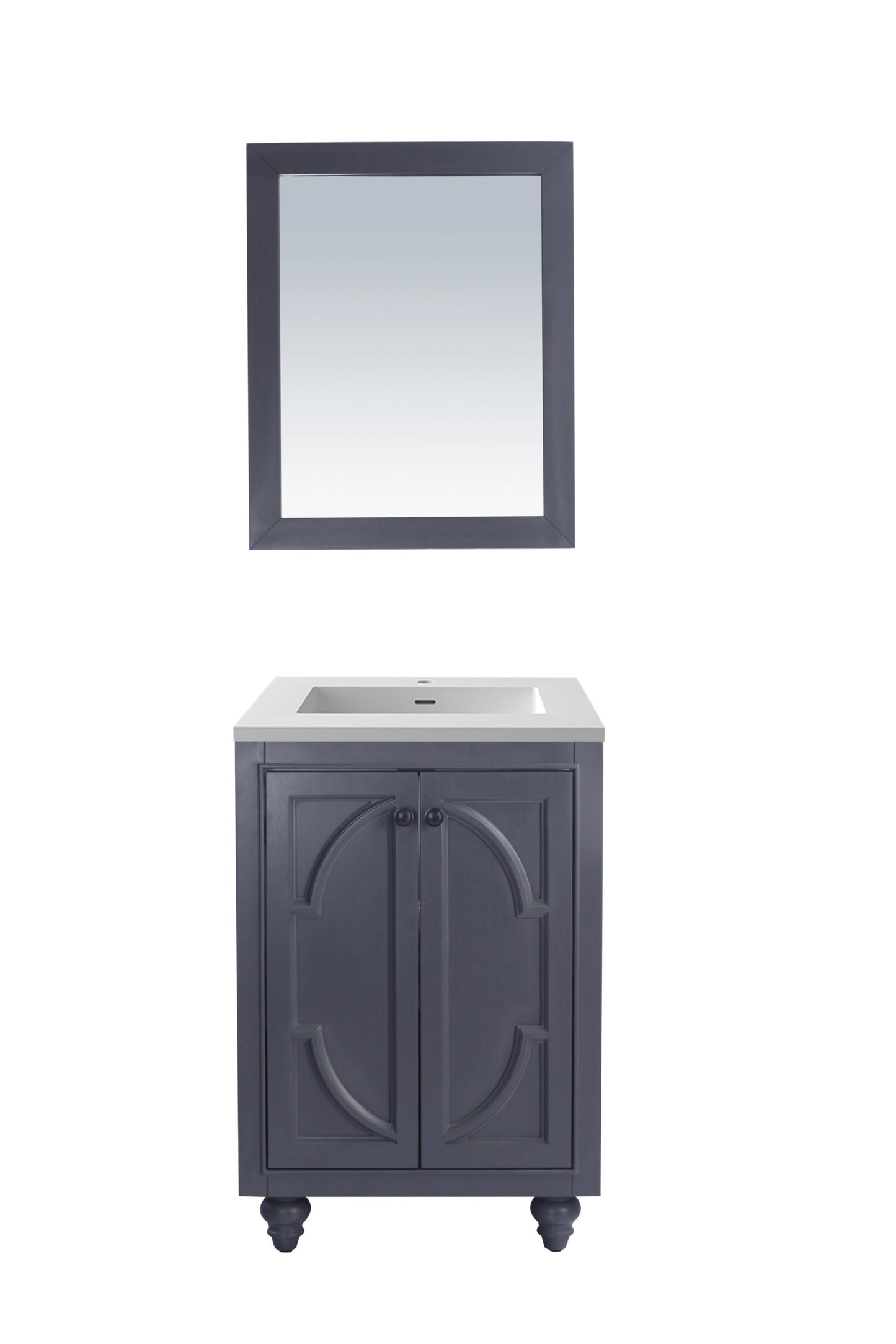 Laviva - Odyssey 24" Maple Grey Bathroom Vanity with Matte White VIVA Stone Solid Surface Countertop