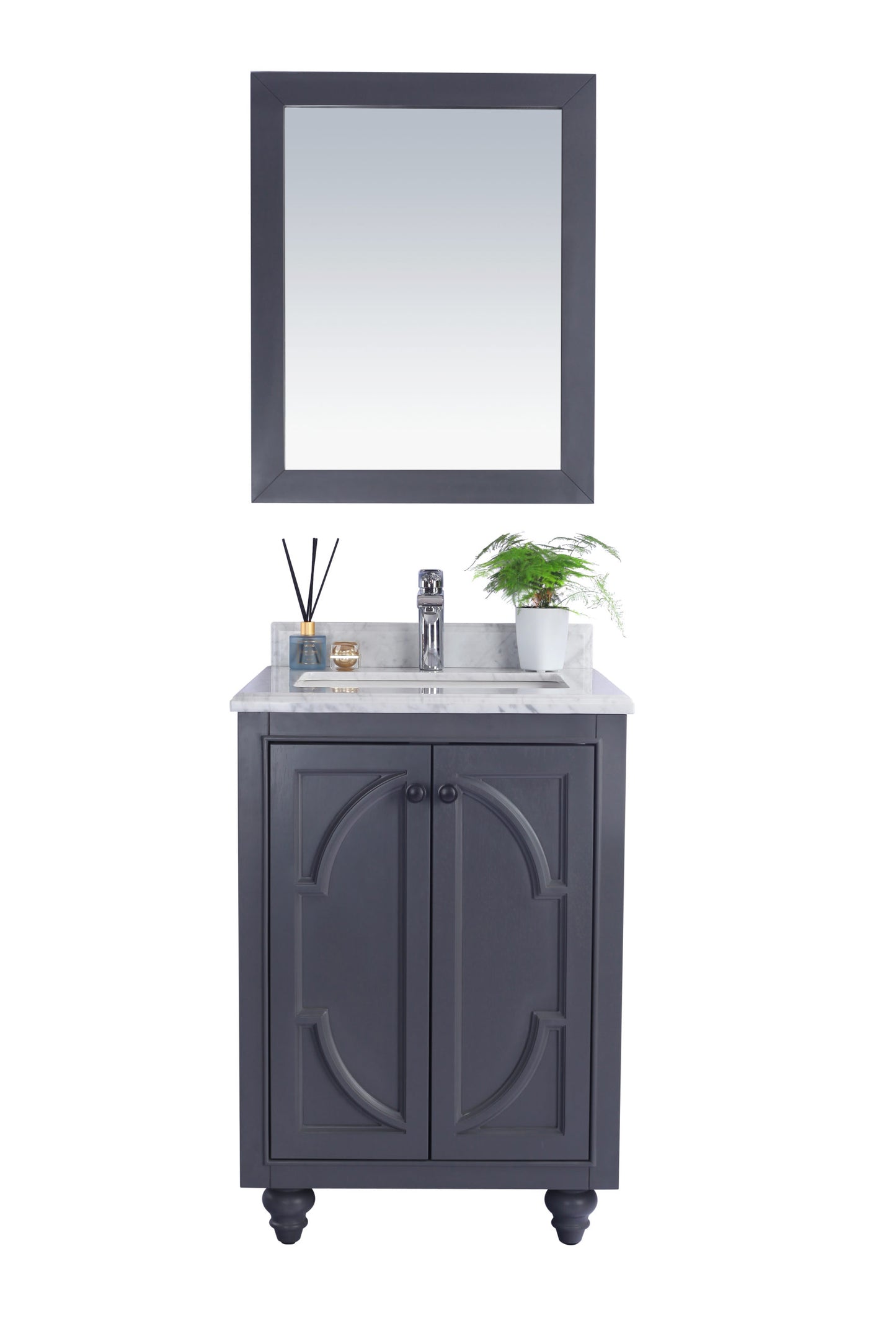 Laviva - Odyssey 24" Maple Grey Bathroom Vanity with White Carrara Marble Countertop