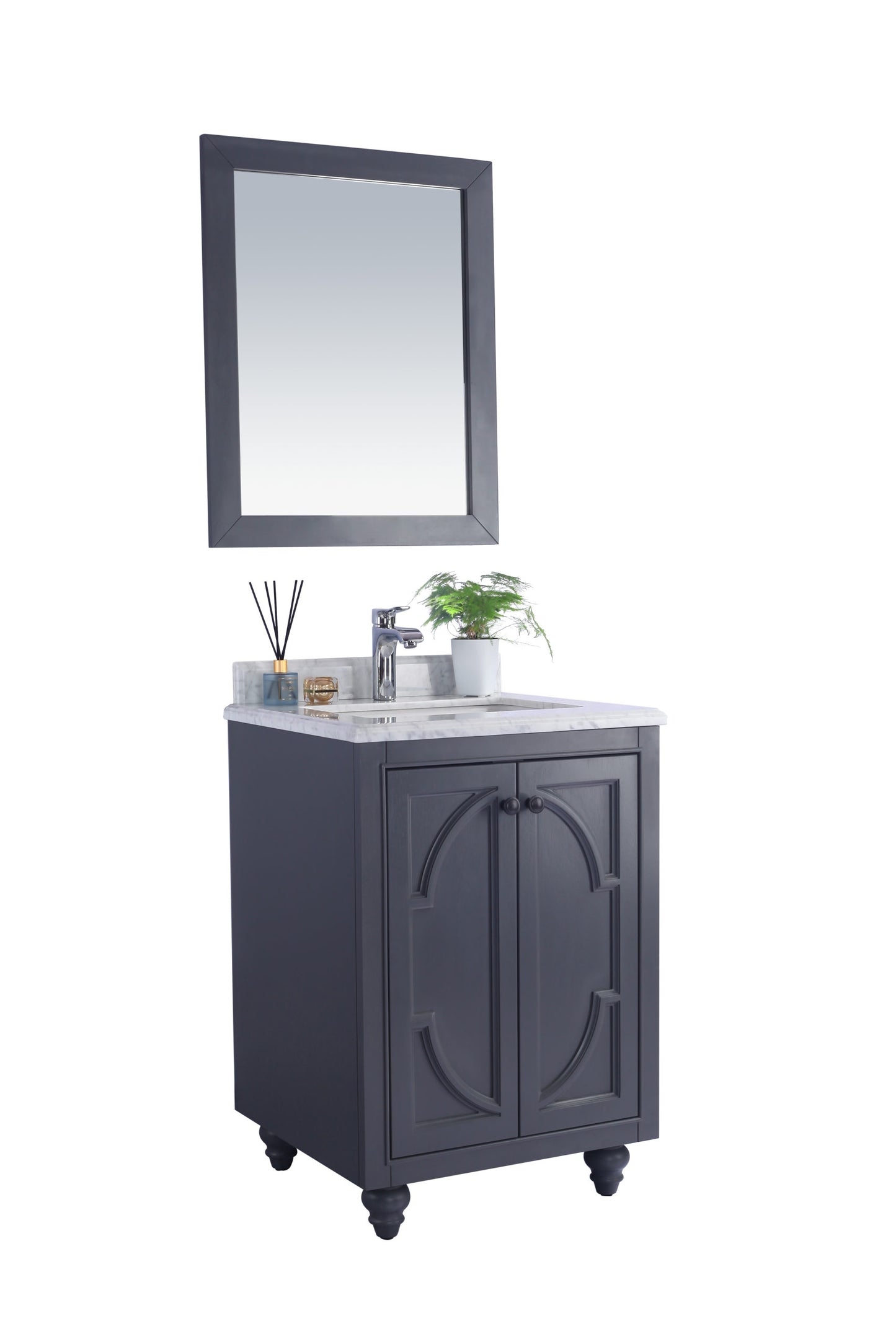 Laviva - Odyssey 24" Maple Grey Bathroom Vanity with White Carrara Marble Countertop