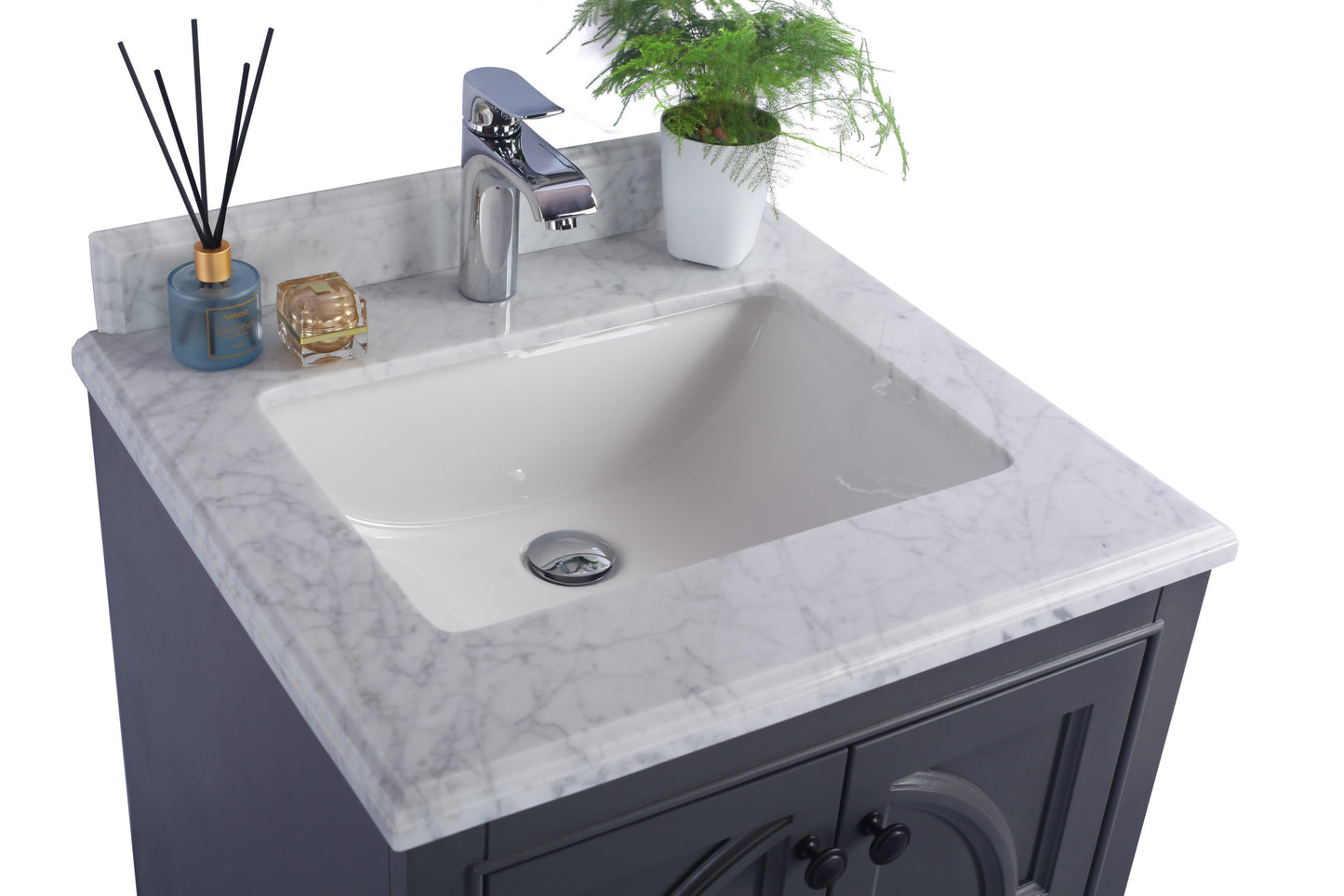 Laviva - Odyssey 24" Maple Grey Bathroom Vanity with White Carrara Marble Countertop