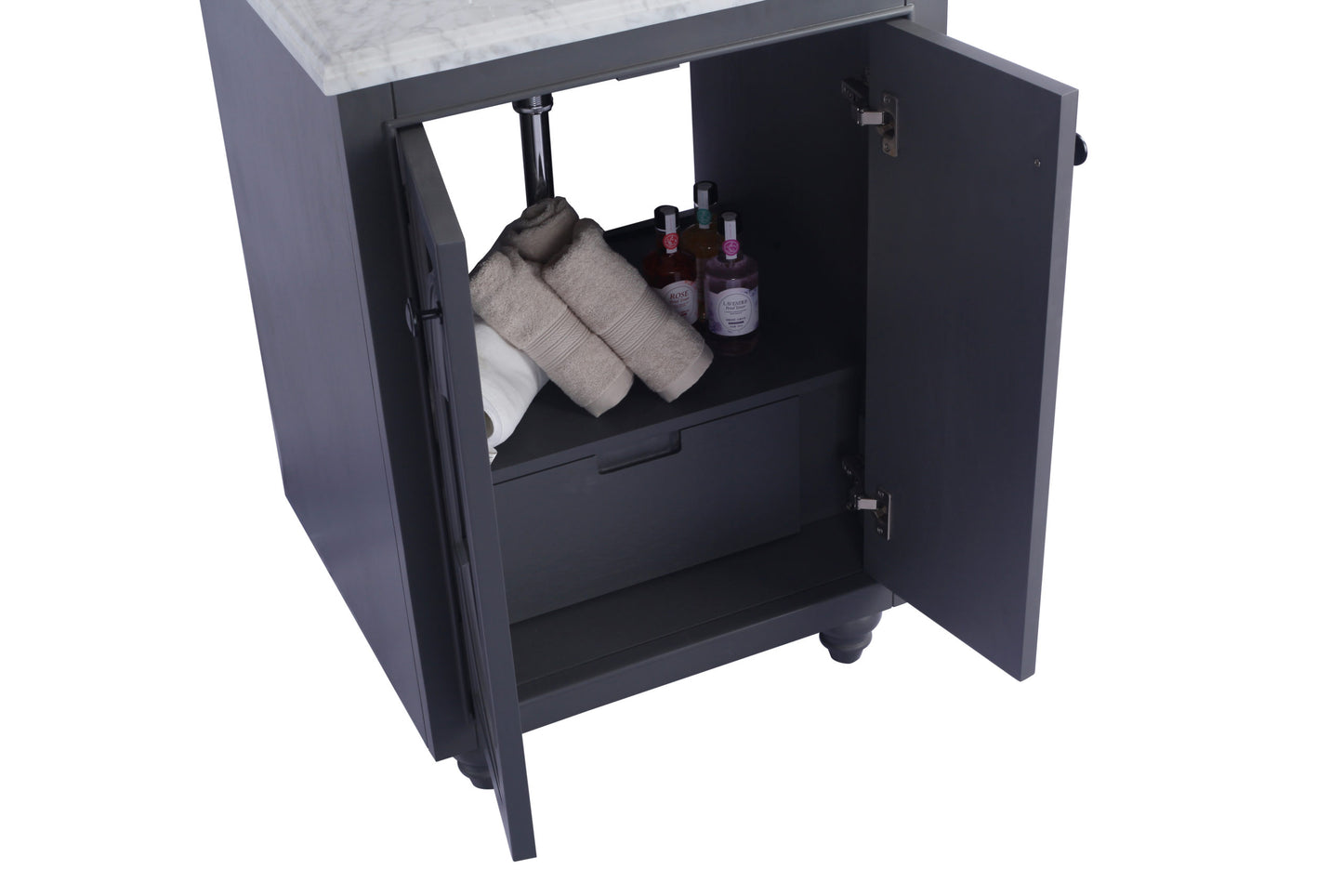 Laviva - Odyssey 24" Maple Grey Bathroom Vanity with White Carrara Marble Countertop