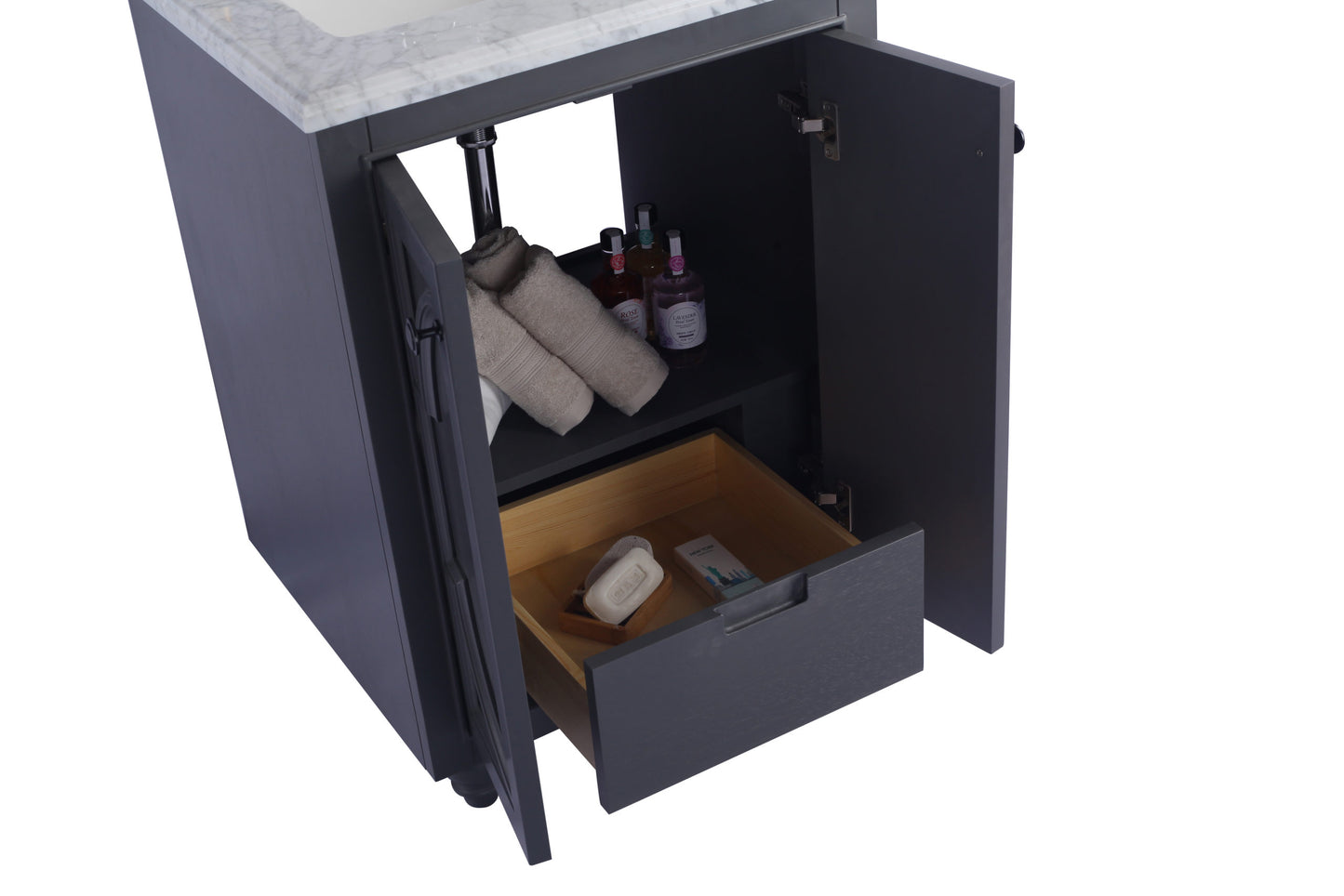 Laviva - Odyssey 24" Maple Grey Bathroom Vanity with White Carrara Marble Countertop