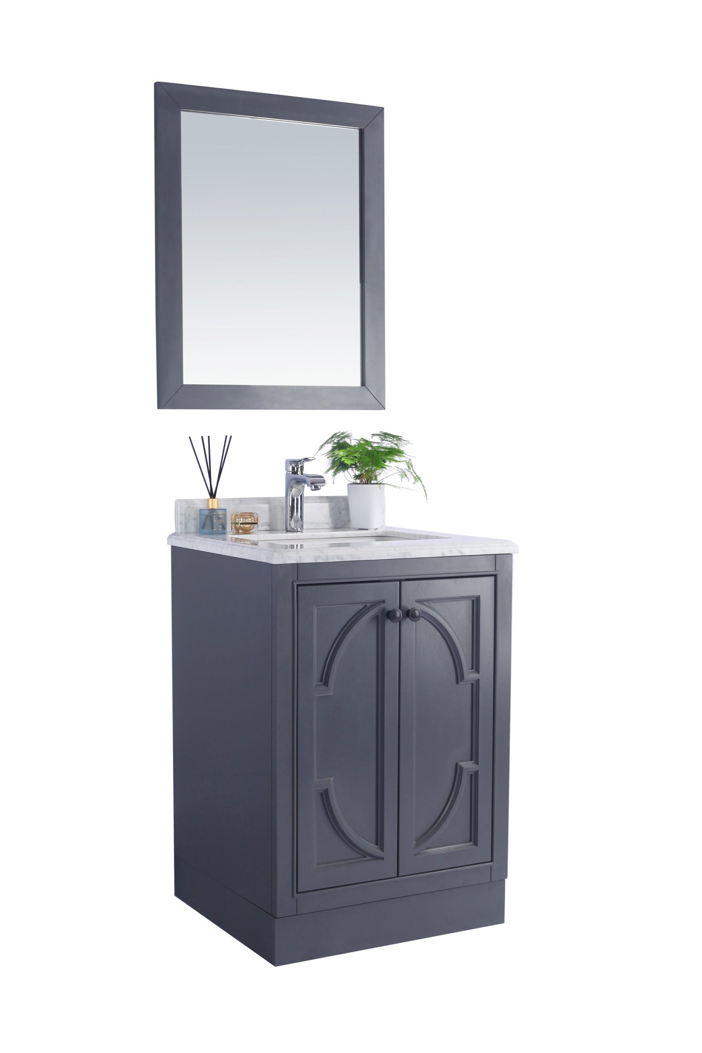 Laviva - Odyssey 24" Maple Grey Bathroom Vanity with White Carrara Marble Countertop