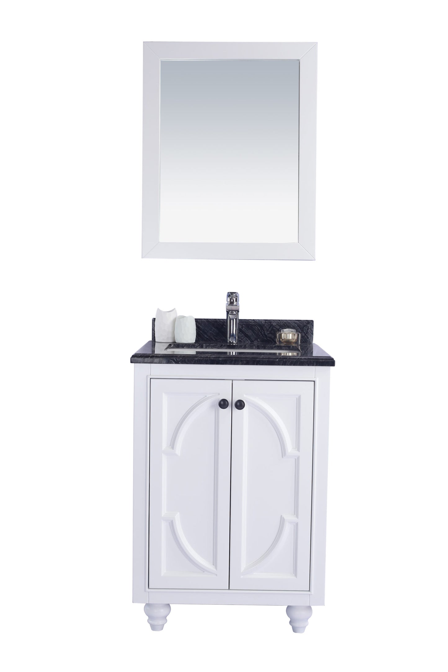 Laviva - Odyssey 24" White Bathroom Vanity with Black Wood Marble Countertop