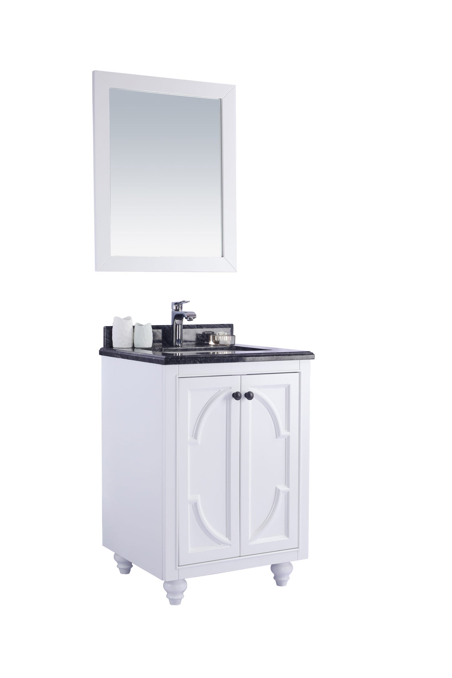 Laviva - Odyssey 24" White Bathroom Vanity with Black Wood Marble Countertop