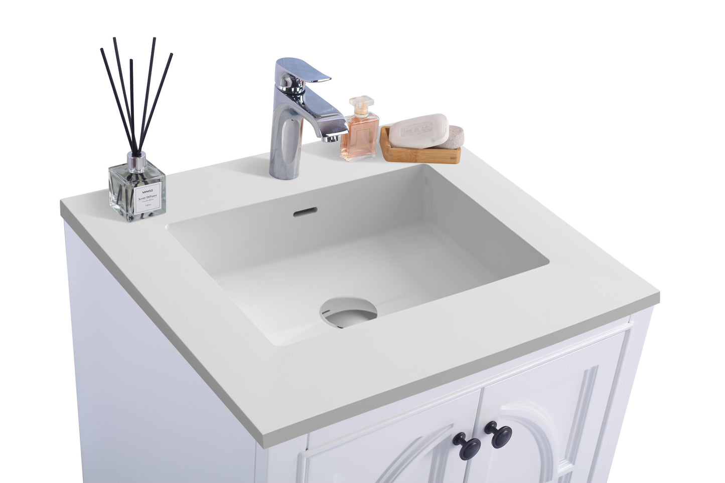 Laviva - Odyssey 24" White Bathroom Vanity with Matte White VIVA Stone Solid Surface Countertop