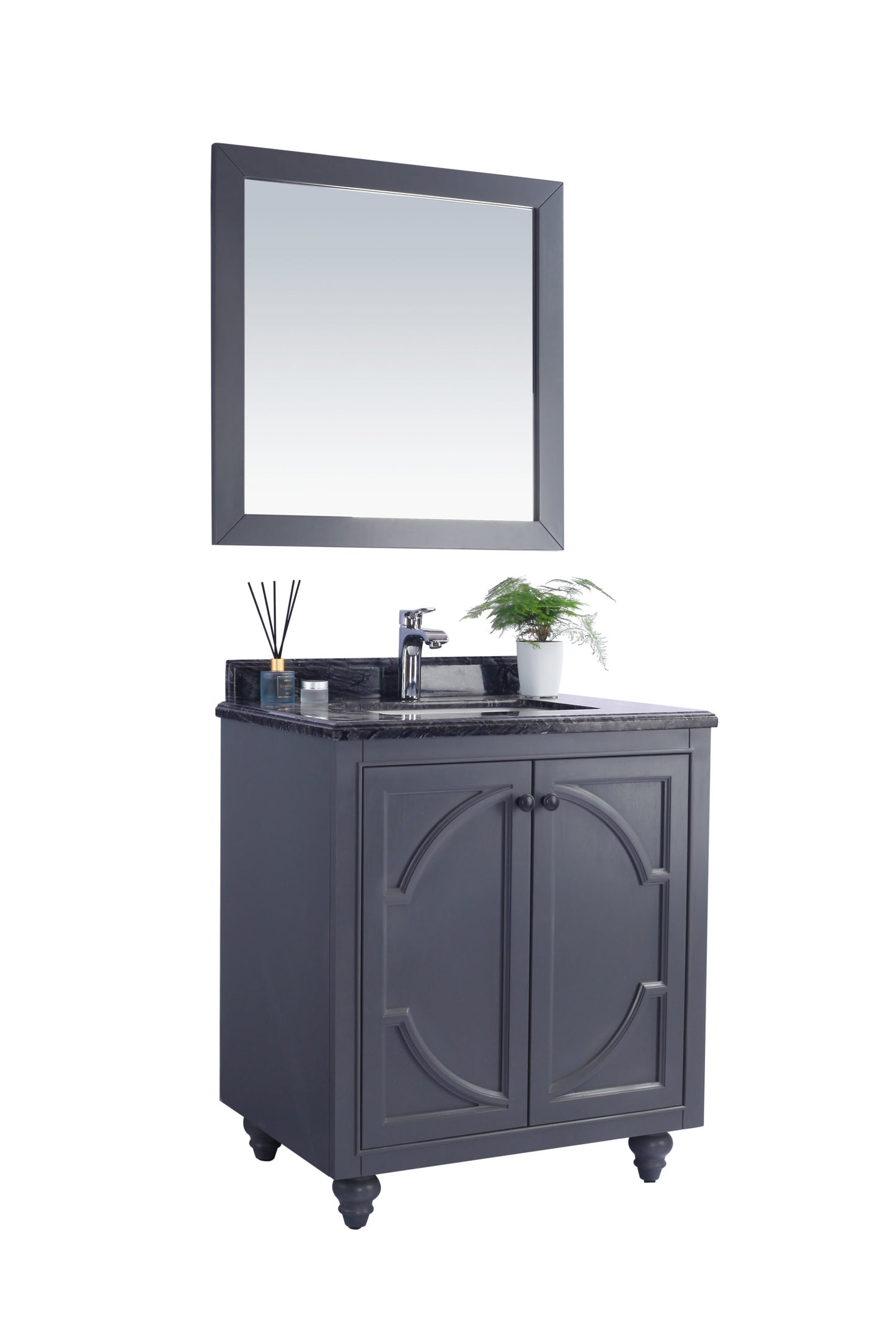 Laviva - Odyssey 30" Maple Grey Bathroom Vanity with Black Wood Marble Countertop