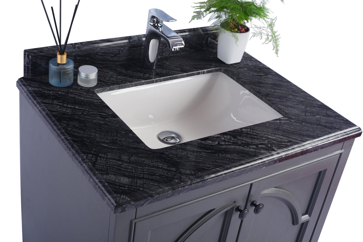 Laviva - Odyssey 30" Maple Grey Bathroom Vanity with Black Wood Marble Countertop
