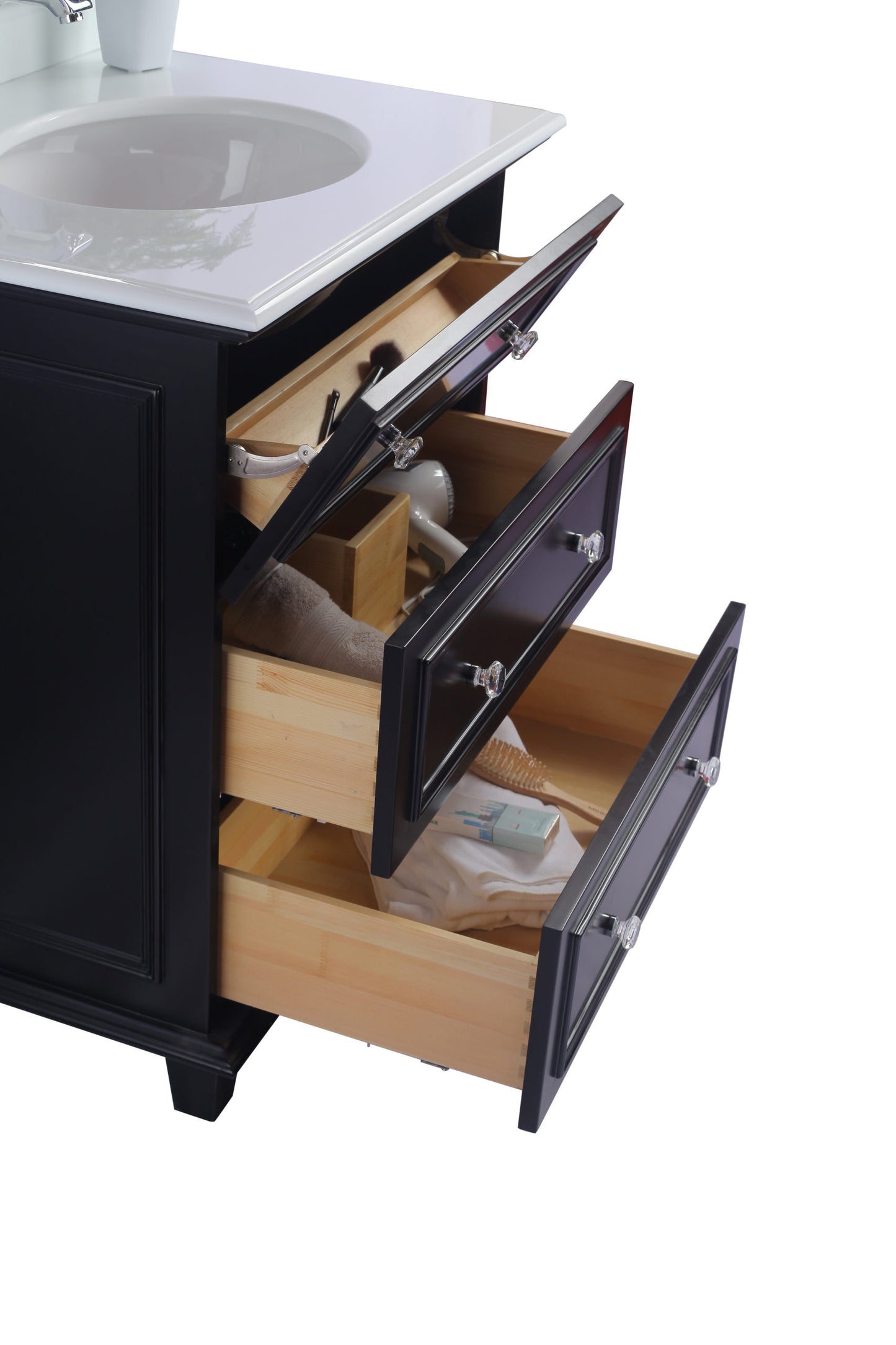 Laviva - Luna 30" Espresso Bathroom Vanity with Matte Black VIVA Stone Solid Surface Countertop