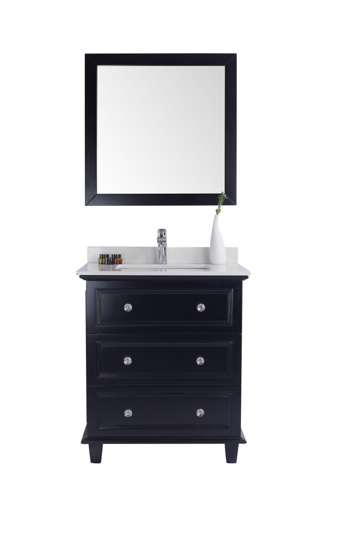 Laviva - Luna 30" Espresso Bathroom Vanity with White Quartz Countertop
