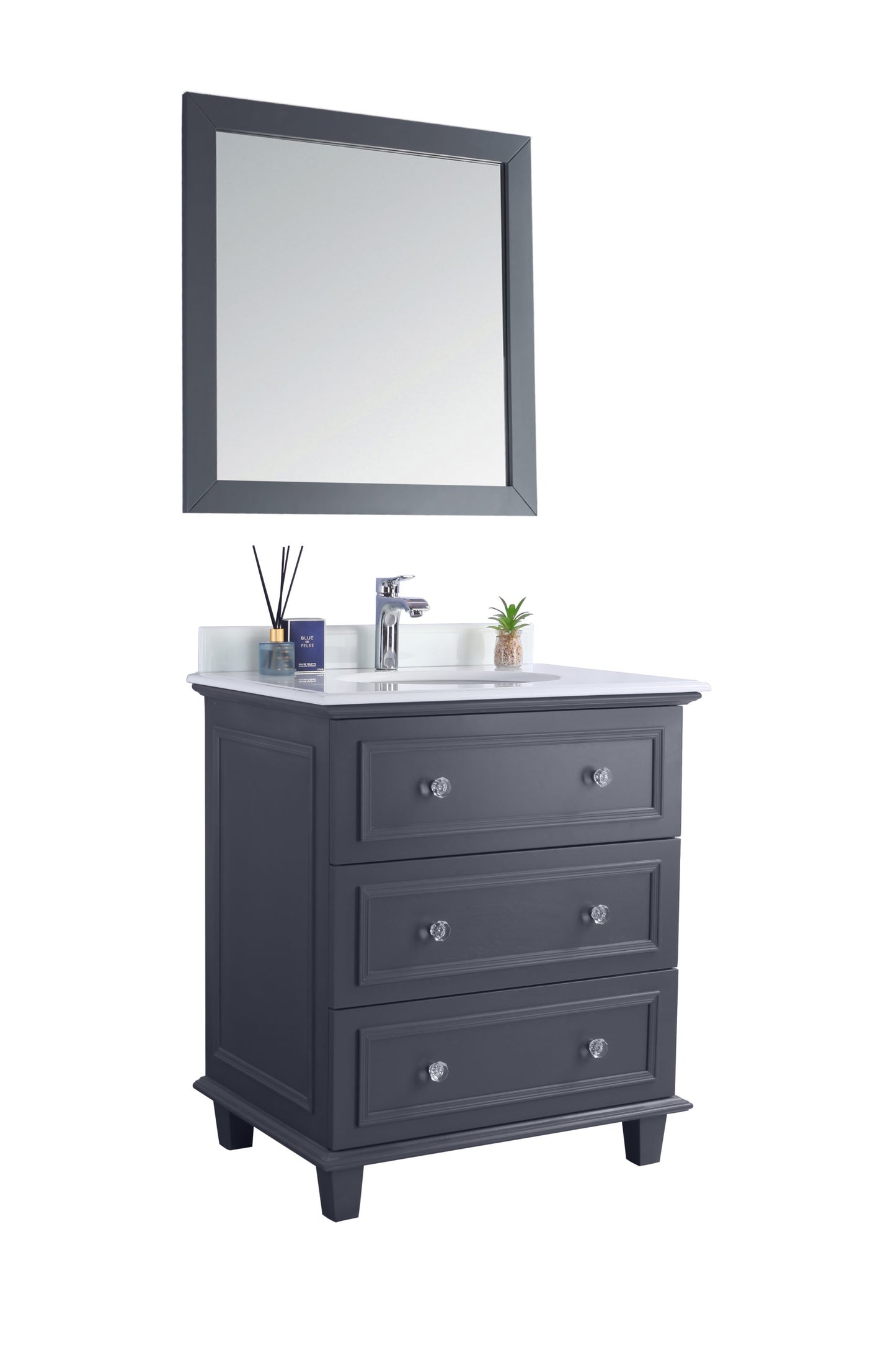 Laviva - Luna 30" Maple Grey Bathroom Vanity with Pure White Phoenix Stone Countertop