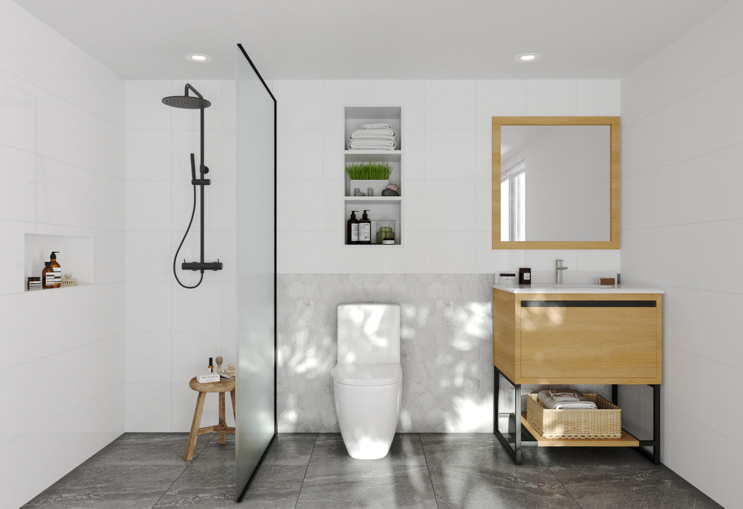 Laviva - Alto 30" California White Oak Bathroom Vanity with Pure White Phoenix Stone Countertop