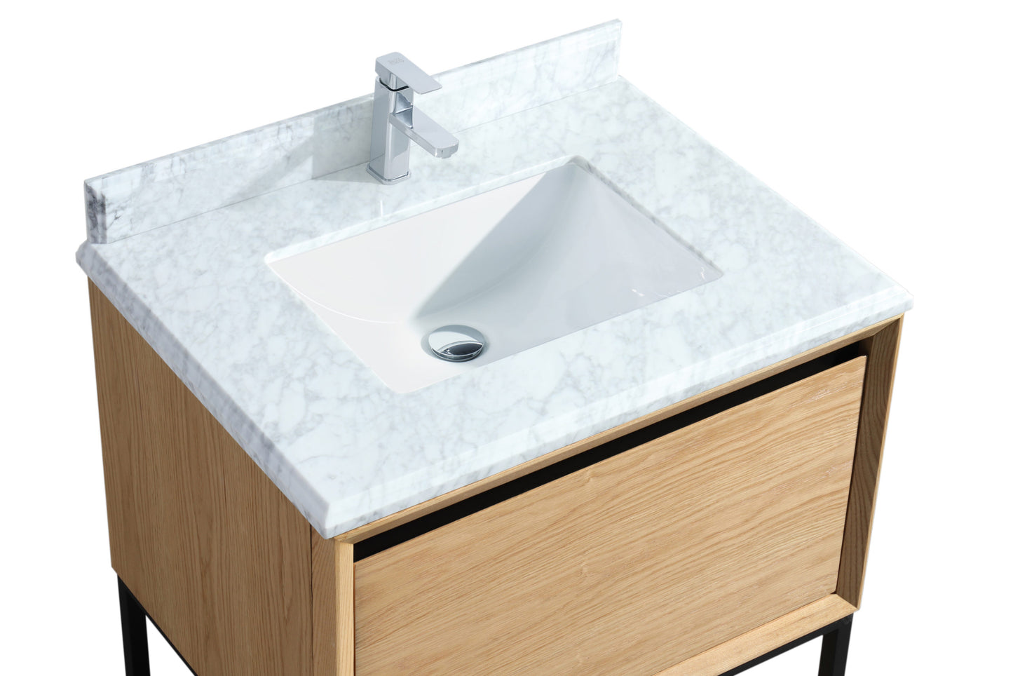 Laviva - Alto 30" California White Oak Bathroom Vanity with White Carrara Marble Countertop