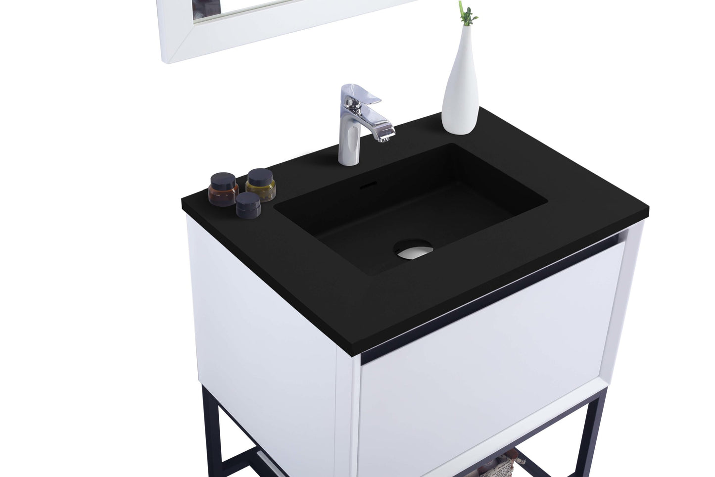 Laviva - Alto 30" White Bathroom Vanity with Matte Black VIVA Stone Solid Surface Countertop