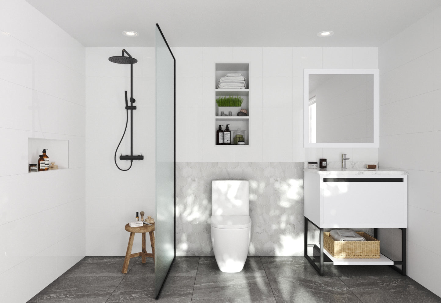 Laviva - Alto 30" White Bathroom Vanity with White Carrara Marble Countertop
