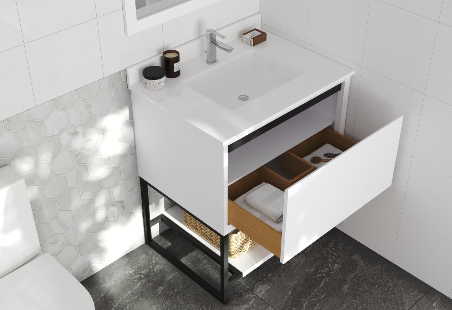 Laviva - Alto 30" White Bathroom Vanity with White Quartz Countertop