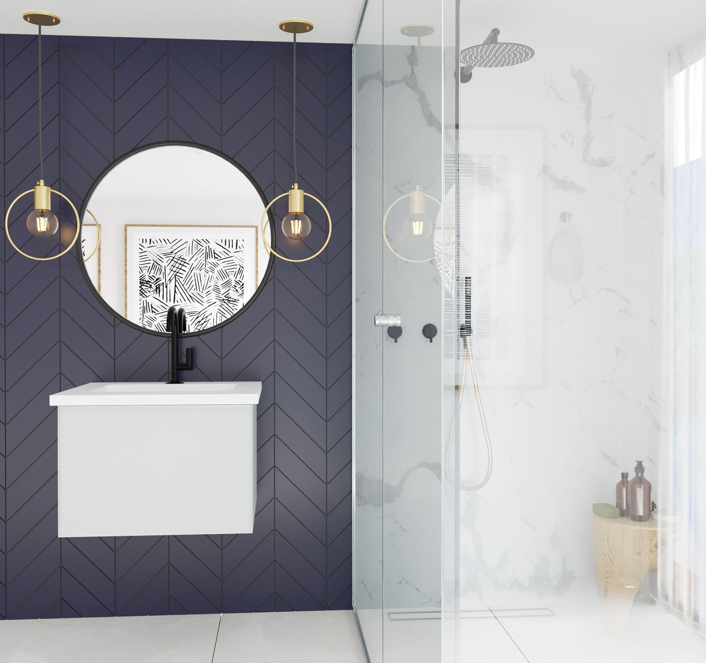 Laviva - Vitri 24" Cloud White Bathroom Vanity with VIVA Stone Matte White Solid Surface Countertop