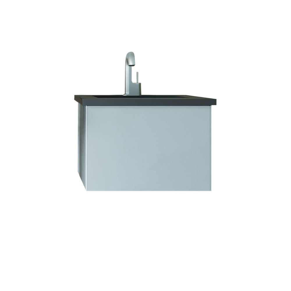 Laviva - Vitri 24" Fossil Grey Bathroom Vanity with VIVA Stone Matte Black Solid Surface Countertop
