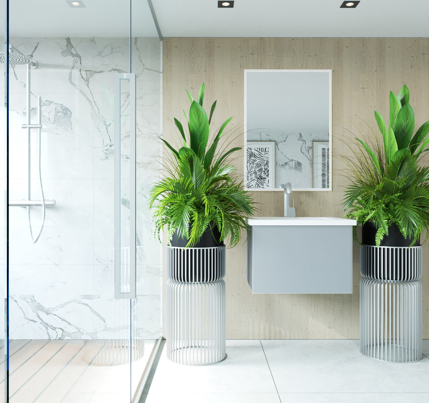 Laviva - Vitri 24" Fossil Grey Bathroom Vanity with VIVA Stone Matte White Solid Surface Countertop