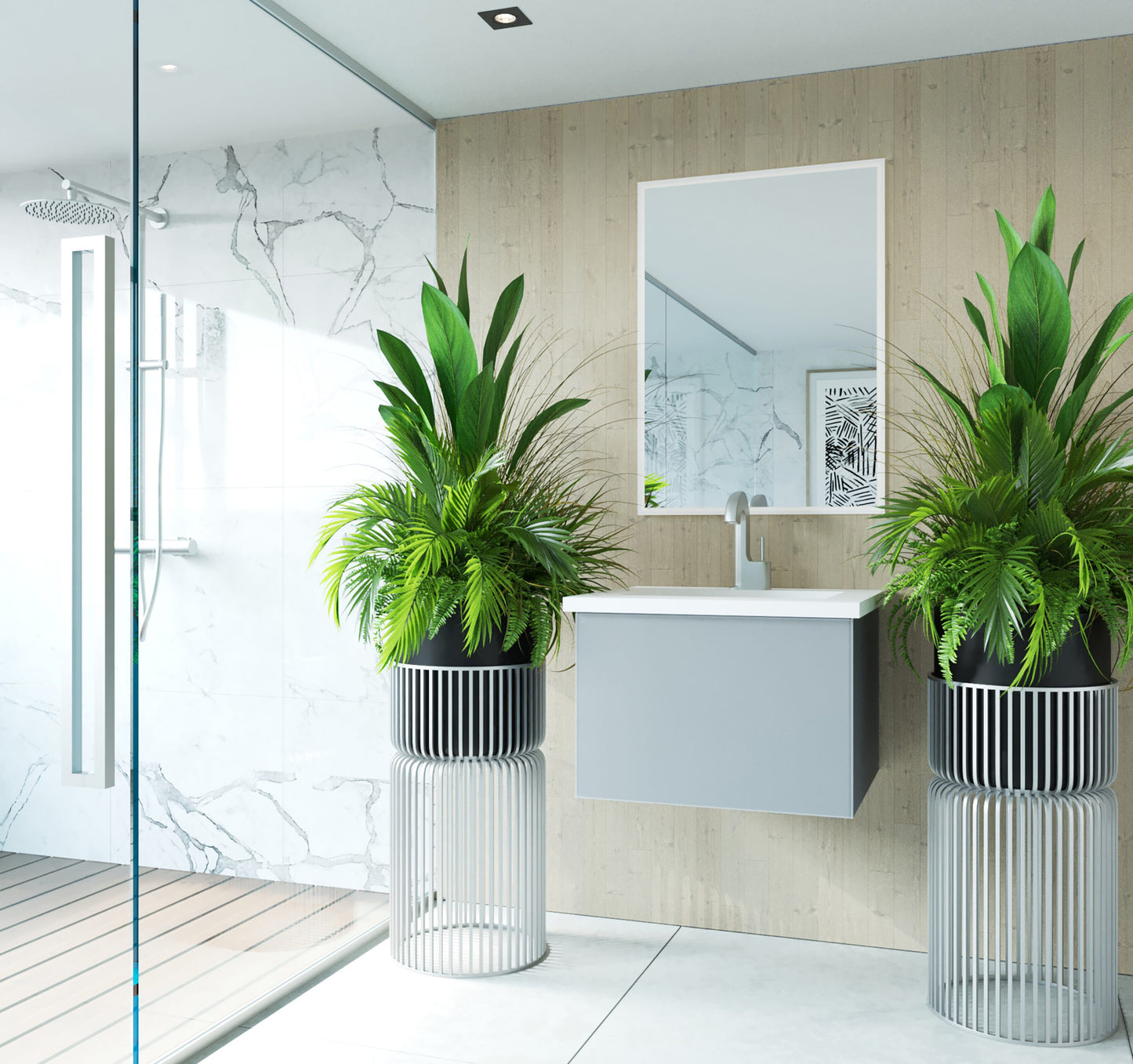 Laviva - Vitri 24" Fossil Grey Bathroom Vanity with VIVA Stone Matte White Solid Surface Countertop