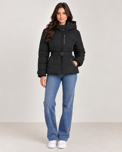 Brookmonts Women’s Hooded Padded Winter Coat – Belted Warm Parka