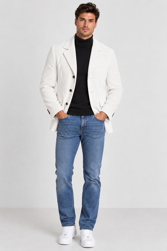 Brookmonts Men's Corduroy Blazer – Vintage Single-Breasted Casual Jacket