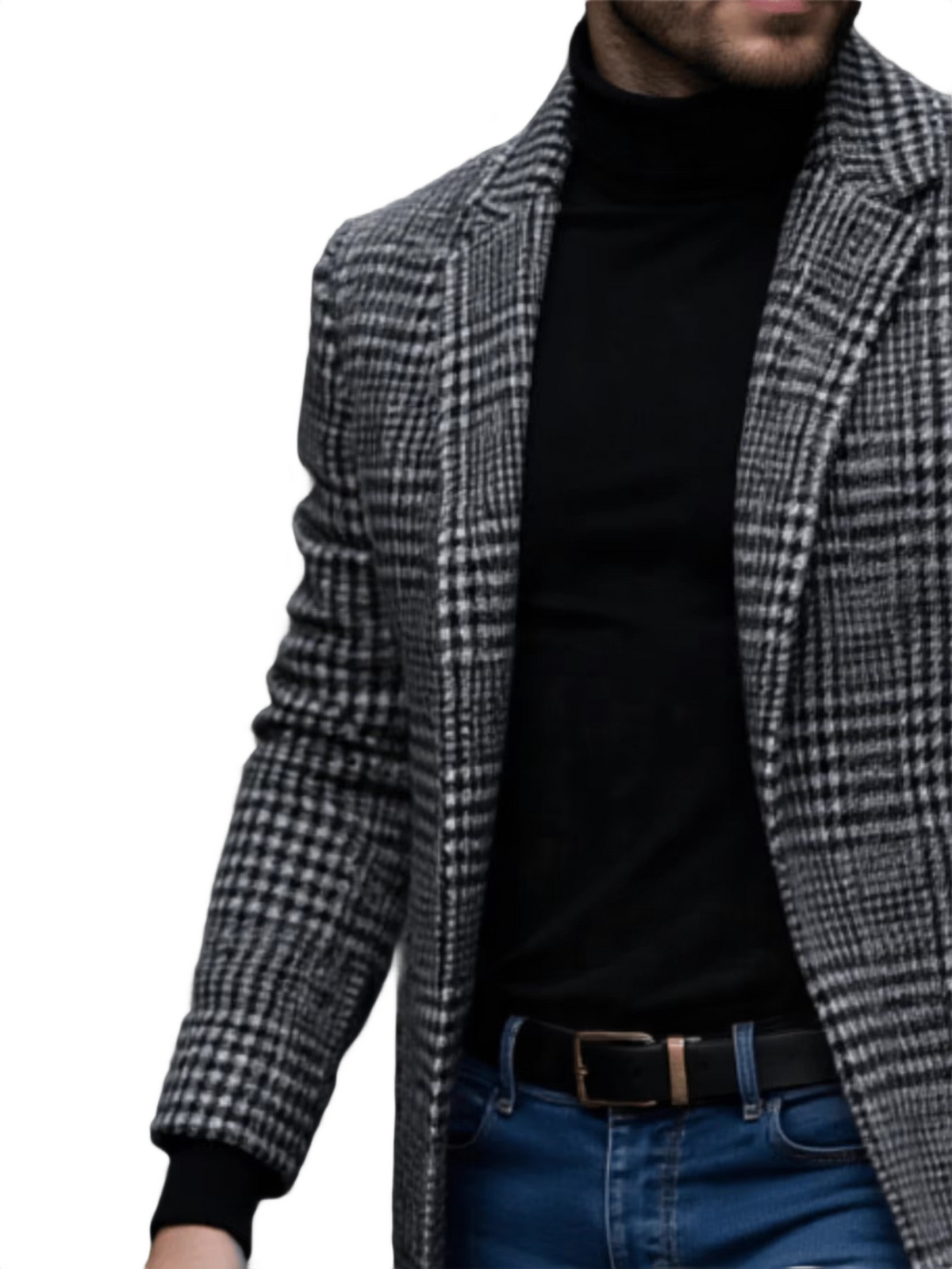 Brookmonts Men’s Houndstooth Trench Coat – Thick Lined Winter Overcoat