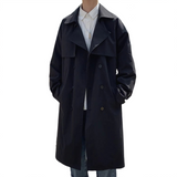 Brookmonts Men’s Korean Trench Coat – Long Double-Breasted Windbreaker