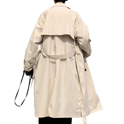 Brookmonts Men’s Korean Trench Coat – Long Double-Breasted Windbreaker