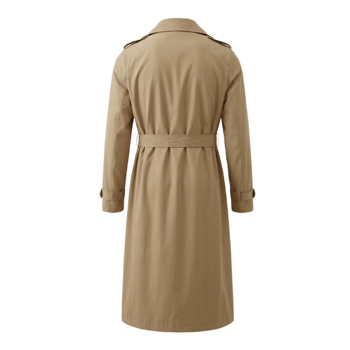 Brookmonts Men’s Long Trench Coat – Double-Breasted Belted Windbreaker